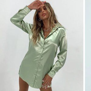 Princess Polly 90210 Satin Shirt Mini Dress.